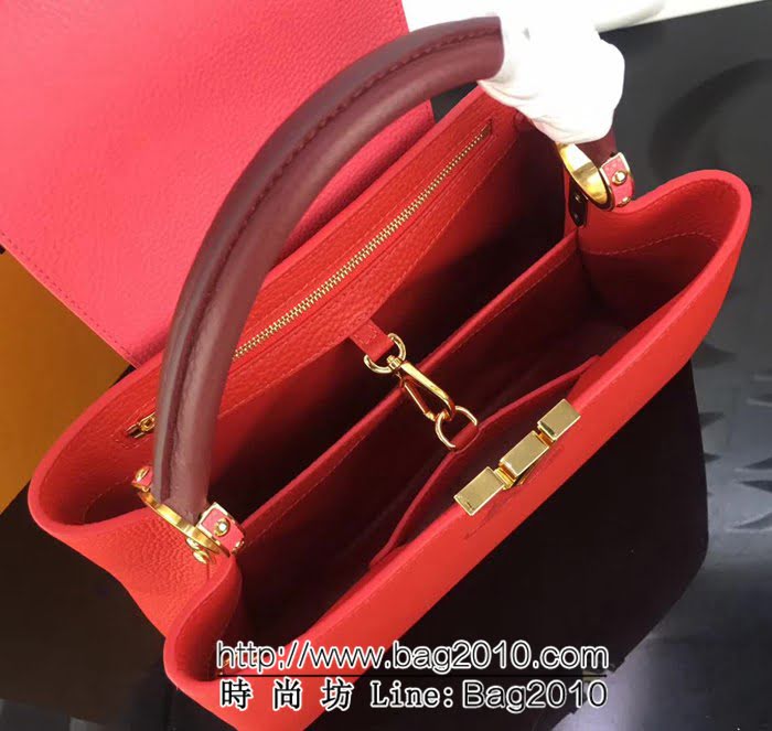 路易威登LV頂級原單 M48864辣椒紅配蜜桃粉 經典Capucines小號手袋 YDH1677